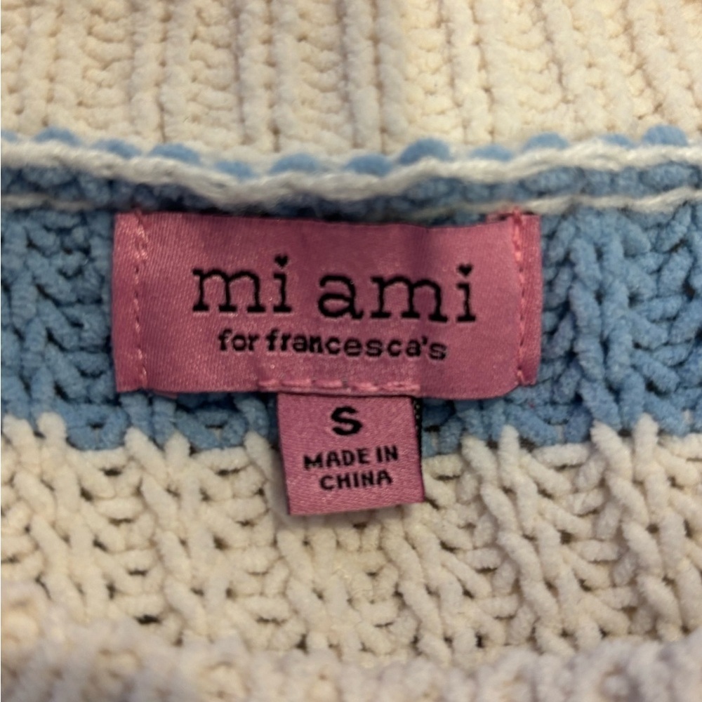 Francesca’s - Scarlett Multi Stripe Ombre Blues Pullover Women’s Sweater - Picture 2 of 6